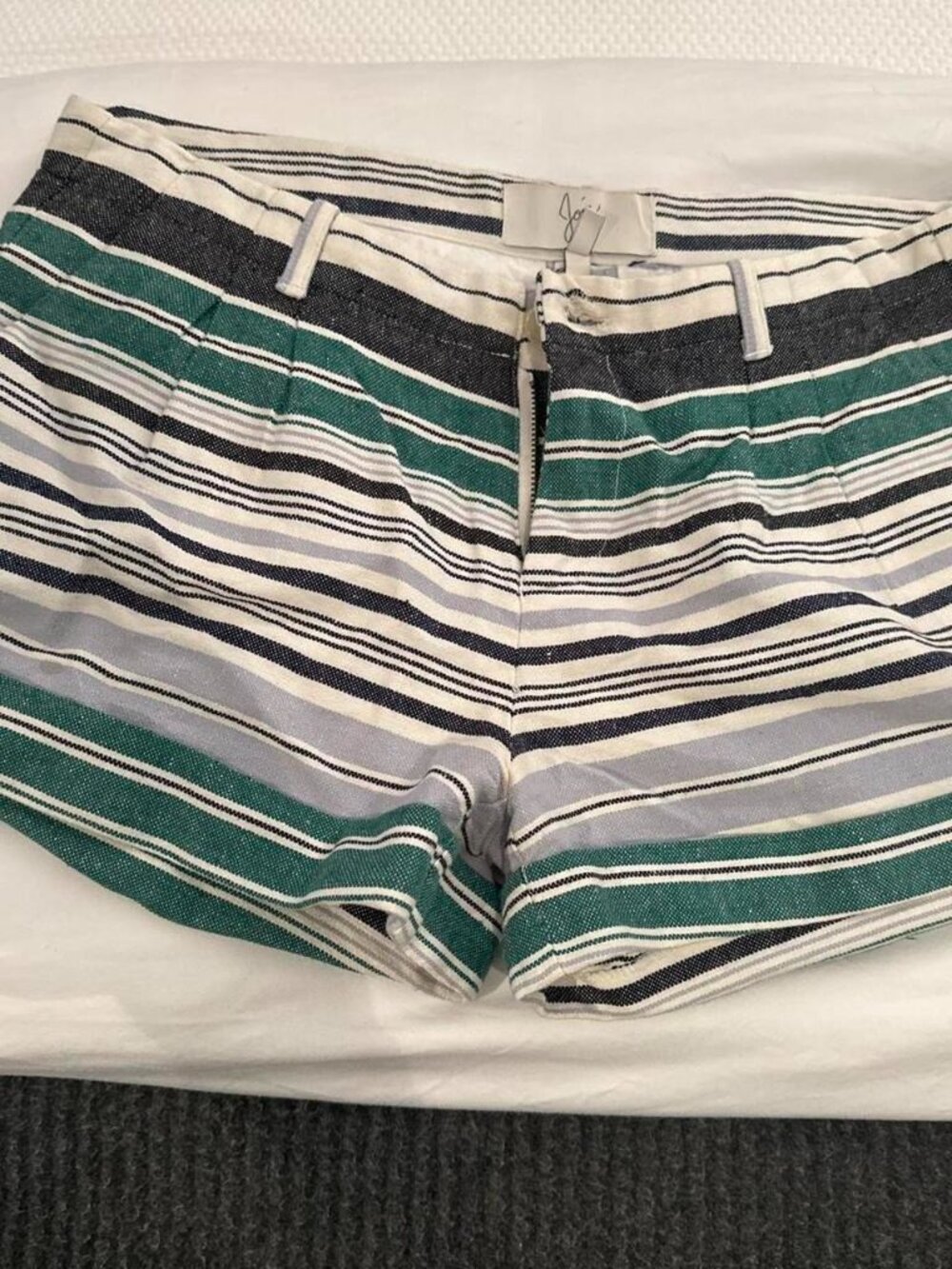 Joie White Green Striped Linen Shorts Size 4